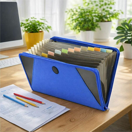 C-Line Letter Expanding File - 8 1/2’’ x 11’’ - 300 Sheets Capacity - 13 Pocket(s) - Blue - Zipper Closure - 1 Each