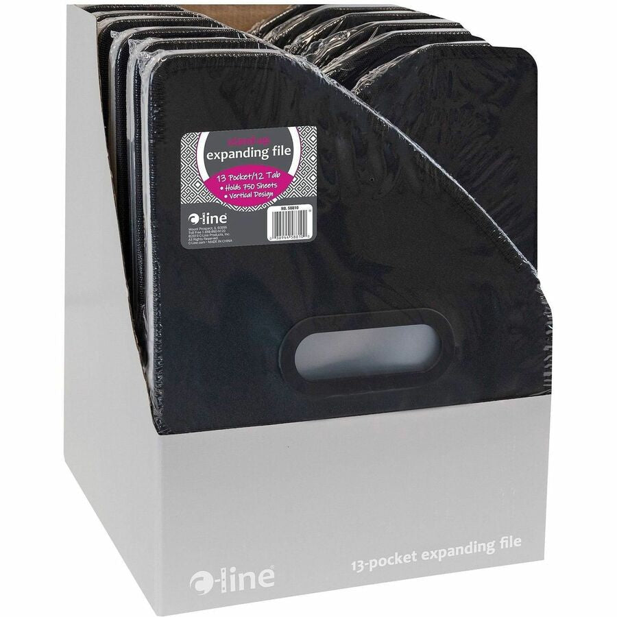 C-Line Letter Expanding File - 8 1/2’’ x 11’’ - 750 Sheets Capacity - 13 Pocket(s) - 12 Divider(s) - Black - Files