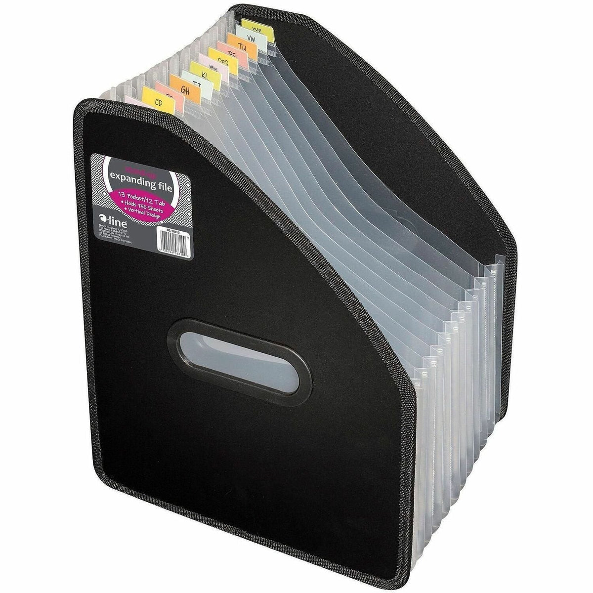 C-Line Letter Expanding File - 8 1/2’’ x 11’’ - 750 Sheets Capacity - 13 Pocket(s) - 12 Divider(s) - Black - Files