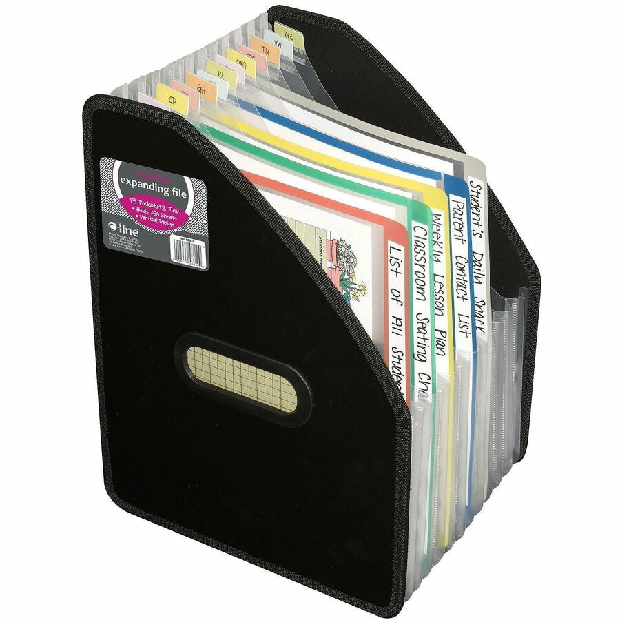 C-Line Letter Expanding File - 8 1/2’’ x 11’’ - 750 Sheets Capacity - 13 Pocket(s) - 12 Divider(s) - Black - Files