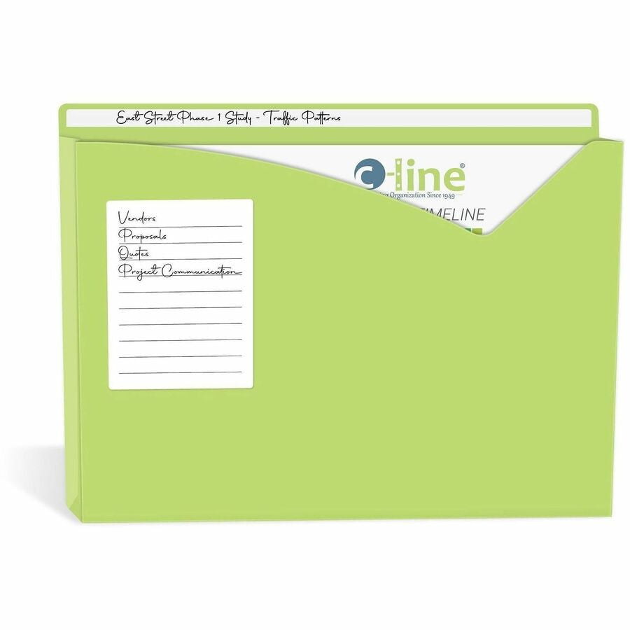 C-Line Letter File Jacket - 8 1/2’’ x 11’’ - 1’’ Expansion - Charcoal Gray Lime Green Raspberry Red Steel Blue Amber