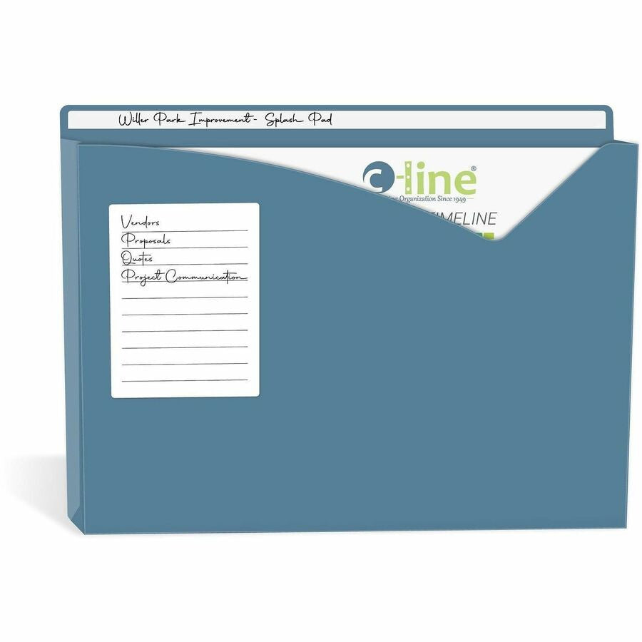 C-Line Letter File Jacket - 8 1/2’’ x 11’’ - 1’’ Expansion - Charcoal Gray Lime Green Raspberry Red Steel Blue Amber