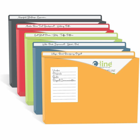 C-Line Letter File Jacket - 8 1/2’’ x 11’’ - 1’’ Expansion - Charcoal Gray Lime Green Raspberry Red Steel Blue Amber