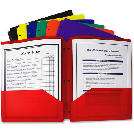 C-Line Letter Portfolio: 8 1/2’’ x 11’’ 2 Pockets Assorted Colors - Pocket Folders