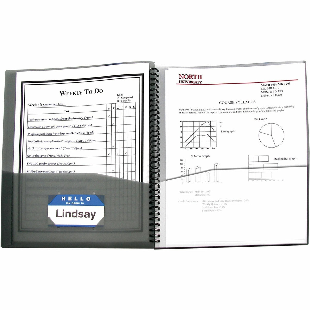 C-Line Letter Portfolio: Heavy Duty Archival-Safe - 8 1/2’’ x 11’’ - Smoke/Clear - Pocket Folders
