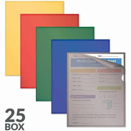 C-Line Letter Project File - 8 1/2’’ x 11’’ - Polypropylene - Assorted - Tear Resistant Static-free Non-glare Copy Safe