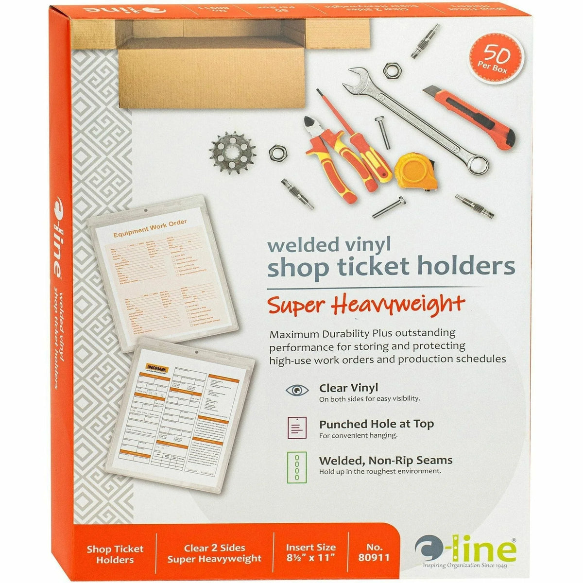 C-Line Letter Vinyl File Pocket: Clear 8 1/2’’ x 11’’ - Punched - 50/Box - Sheet Protectors