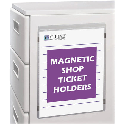 C-Line Magnetic Shop Ticket Holders: Clear Vinyl 9’’ x 12’’ Durable - 15/Box - Sheet Protectors