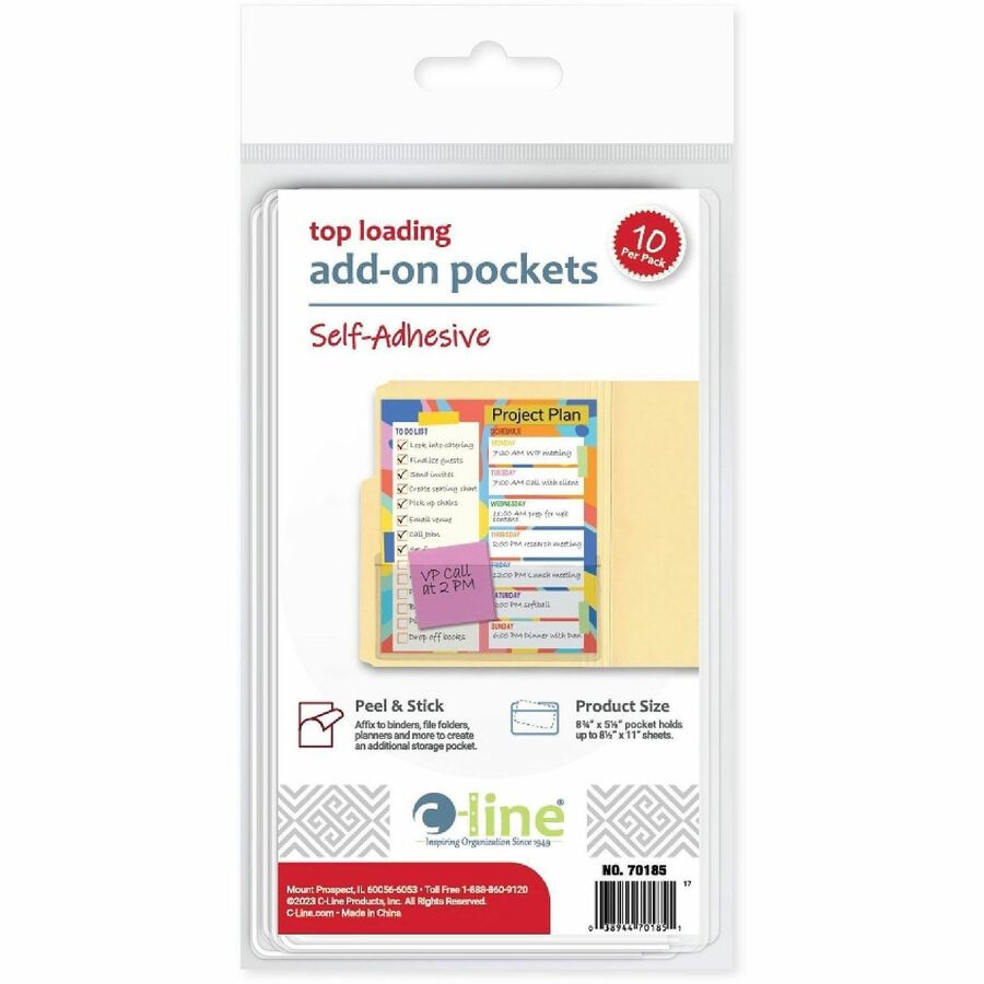 C-Line Peel & Stick Add-On Filing Pockets - Alternate-Image1