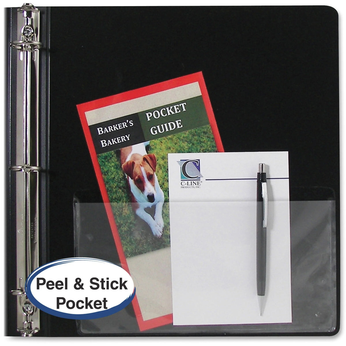 C-Line Peel & Stick Filing Pockets - Clear Polypropylene - 10/Pack - Binder