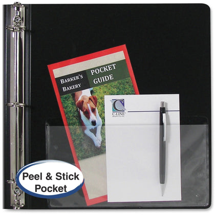 C-Line Peel & Stick Filing Pockets - Clear Polypropylene - 10/Pack - Binder