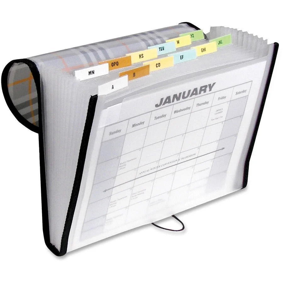 C-Line Plaid Letter Expanding File: Durable 13-Pocket Poly File with Elastic Closure - Files