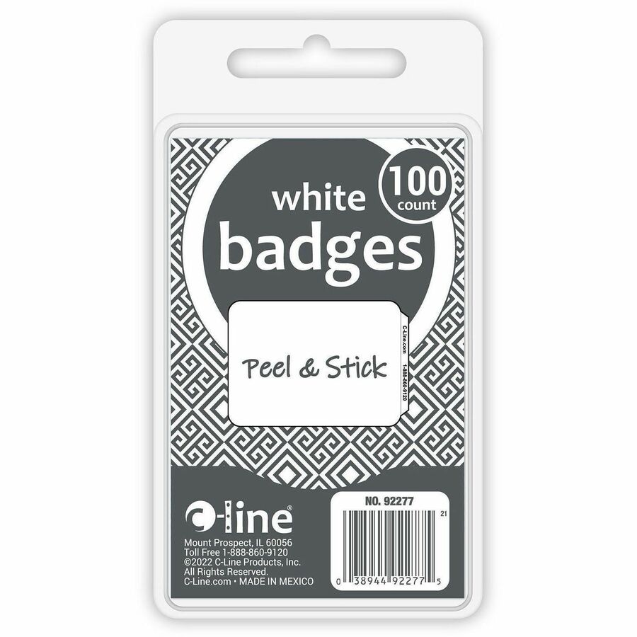 C-Line Plain White Self-adhesive Name Badges - Alternate-Image1