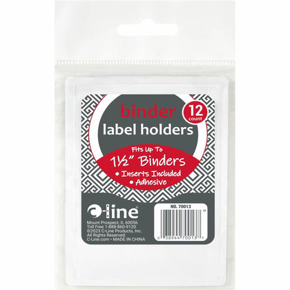 C-Line Self-Adhesive Binder Labels: Clear Vinyl 0.4’’ x 0.7’’ 2.5’’ - 12/Pack - Labels