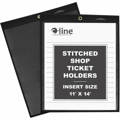 C-Line Shop Ticket Holders: Stitched 11’’ x 14’’ Vinyl Clear/Black - Sheet Protectors