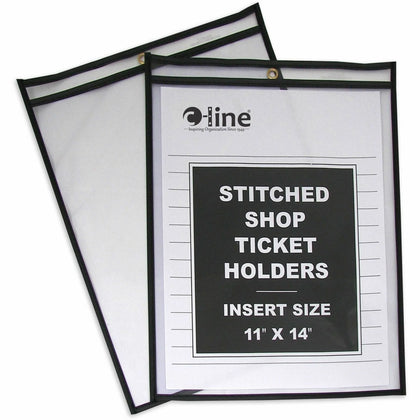 C-Line Stitched Vinyl Shop Ticket Holders - 11x14 Media Support - Sturdy - 25/Box - Sheet Protectors
