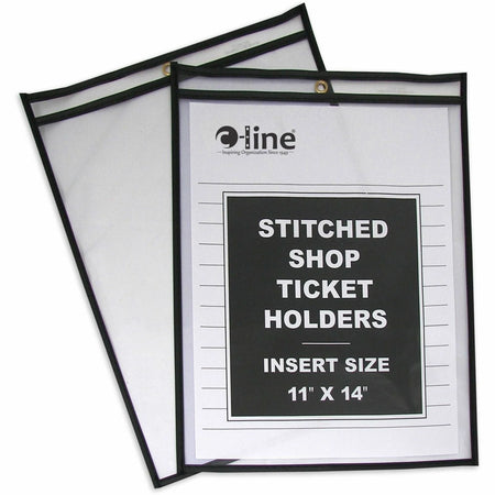 C-Line Stitched Vinyl Shop Ticket Holders - 11x14 Media Support - Sturdy - 25/Box - Sheet Protectors