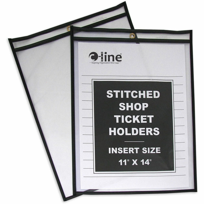 C-Line Stitched Vinyl Shop Ticket Holders - 11x14 Media Support - Sturdy - 25/Box - Sheet Protectors