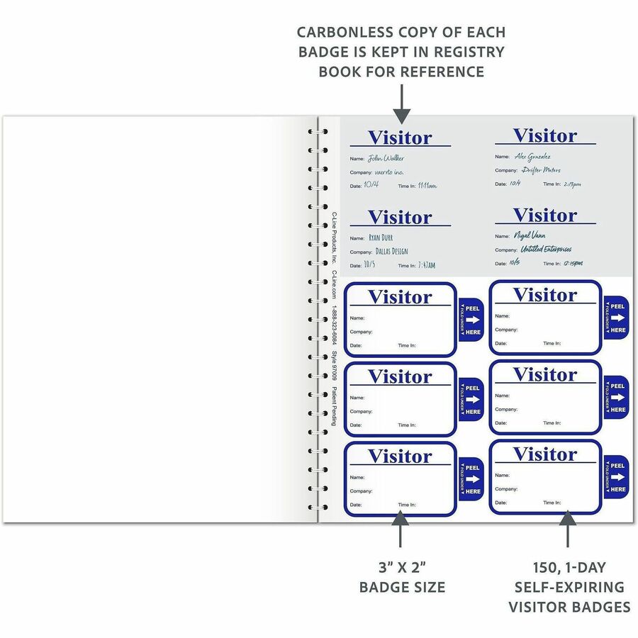 C-Line Time's Up! Visitor Badges Registry Log Book - Alternate-Image5