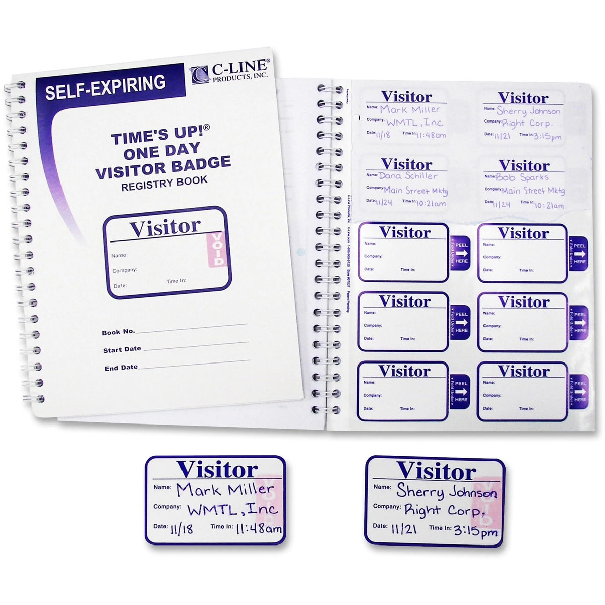 C-Line Time’s Up! Visitor Badges Registry Log Book - Efficient Management - ID & Supplies