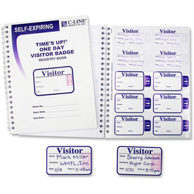 C-Line Time’s Up! Visitor Badges Registry Log Book - Efficient Management - ID & Supplies