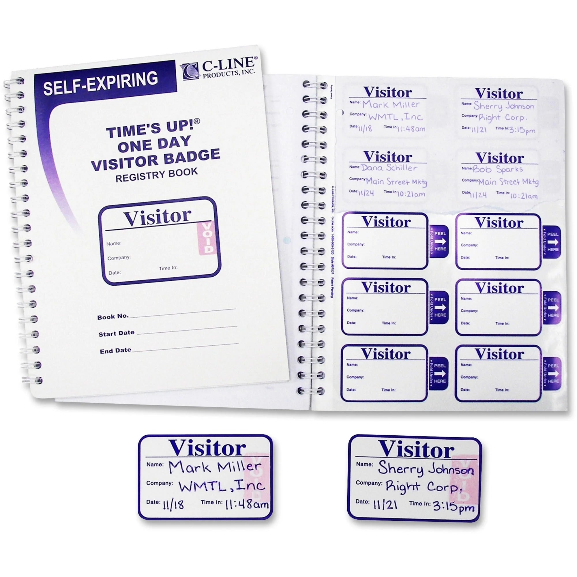 C-Line Time’s Up! Visitor Badges Registry Log Book - Efficient Management - ID & Supplies