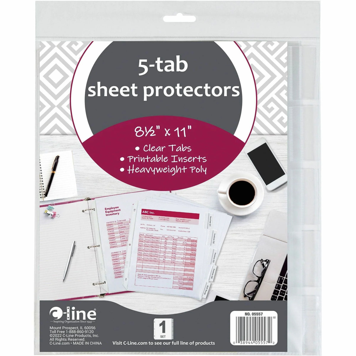 C-Line Top-Loading Sheet Protectors: Clear Polypropylene Letter Size 5/Set - Protectors