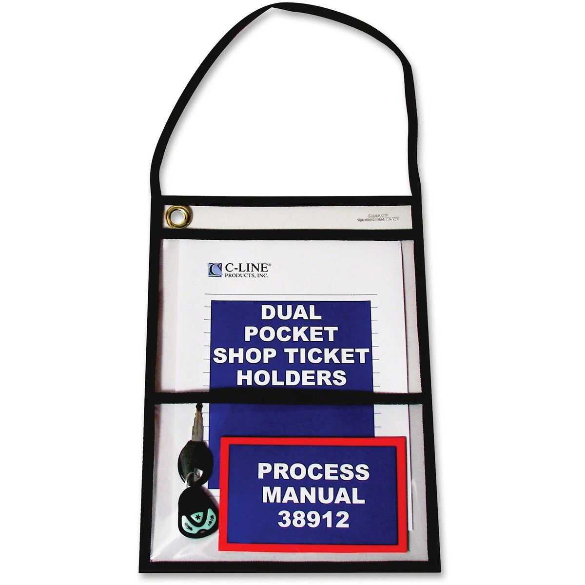C-Line Vinyl File Pocket: 9x12 Clear Pockets Heavy Duty Hook & Loop Closure - Sheet Protectors
