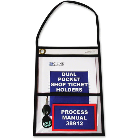 C-Line Vinyl File Pocket: 9x12 Clear Pockets Heavy Duty Hook & Loop Closure - Sheet Protectors