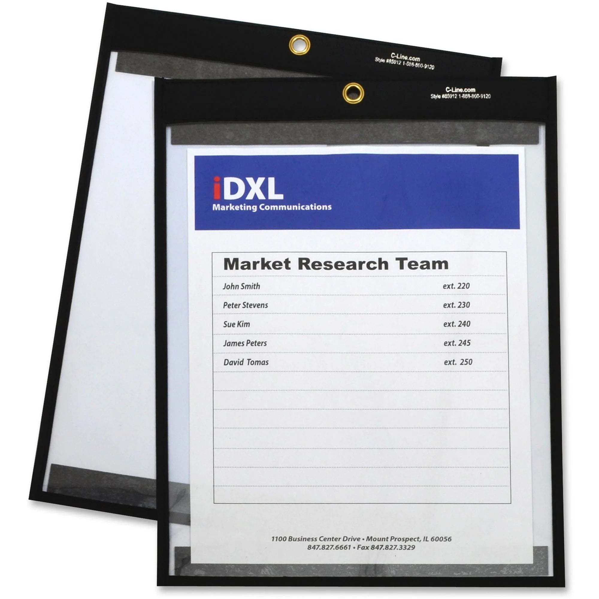 C-Line Vinyl File Pocket: 9x12 Clear Pockets with Eyelet Magnetic Backing - 25/Carton - Sheet Protectors
