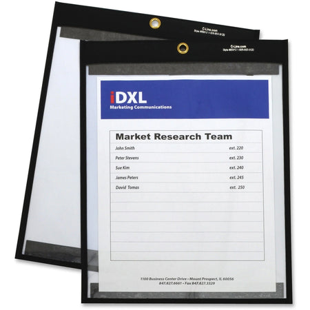 C-Line Vinyl File Pocket: 9x12 Clear Pockets with Eyelet Magnetic Backing - 25/Carton - Sheet Protectors