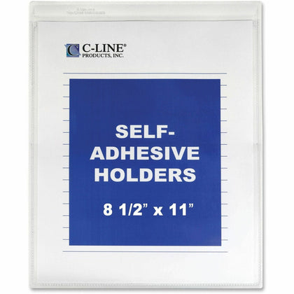 C-Line Vinyl File Pocket: Clear Self-Adhesive 9’’ x 12’’ - 50/Box - Sheet Protectors