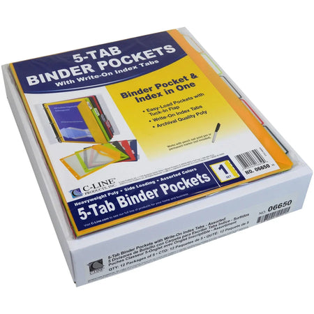 C-Line Write-on Tab Poly Binder Pockets - Organize Sheets in Style