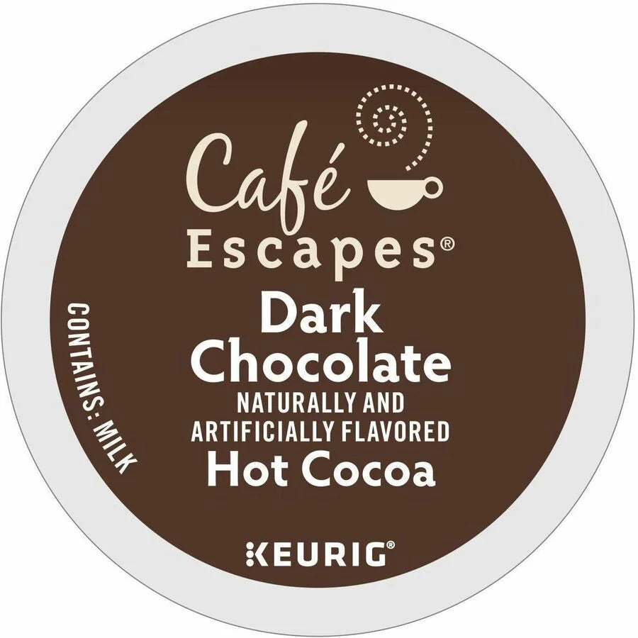 Café Escapes K-Cup Pod Dark Chocolate Hot Cocoa Keurig Single-Serve Pods 24 Count / Pack Kosher (GMT6802)