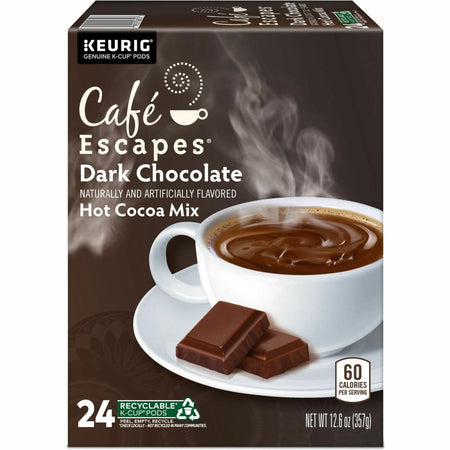 Café Escapes K-Cup Pod Dark Chocolate Hot Cocoa Keurig Single-Serve Pods 24 Count / Pack Kosher (GMT6802)