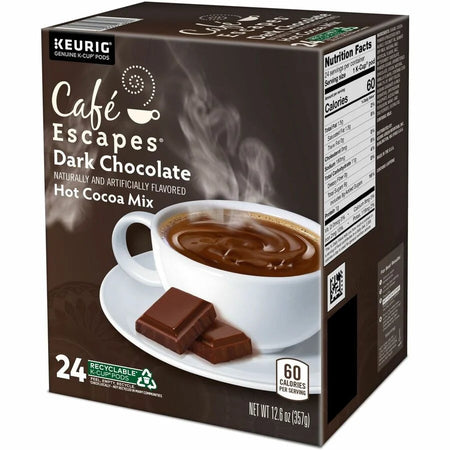 Café Escapes K-Cup Pod Dark Chocolate Hot Cocoa Keurig Single-Serve Pods 24 Count / Pack Kosher (GMT6802)