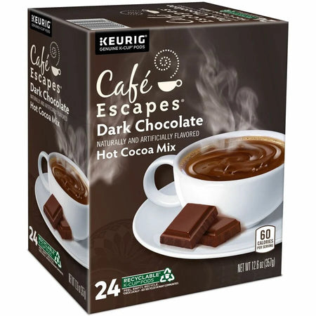 Café Escapes K-Cup Pod Dark Chocolate Hot Cocoa Keurig Single-Serve Pods 24 Count / Pack Kosher (GMT6802)
