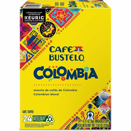 Café Bustelo K-Cup Colombia Coffee - Compatible with Keurig Brewer - Medium - Per Box - 24