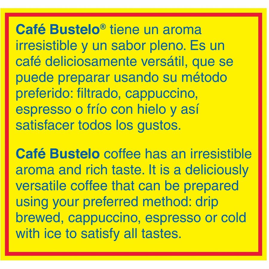 Café Bustelo® Ground Espresso Coffee - Dark/Bold - 10 oz Per Can - Arabica - 24 / Carton
