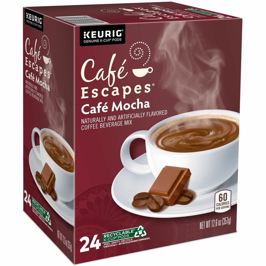 Café Escapes® K-Cup Pod Mocha Keurig Single-Serve Pods 24 Count - Compatible with Brewer - Coffee