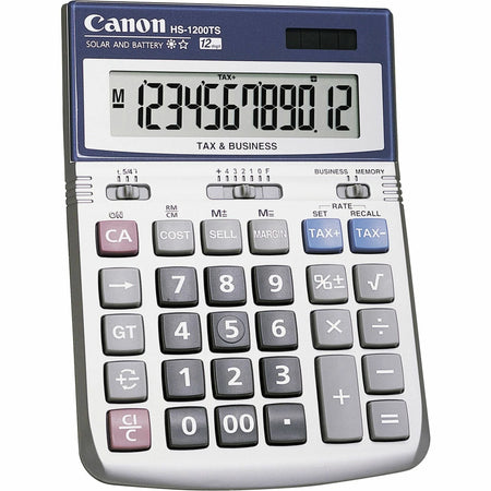 Canon HS-1200TS Calculator: 12-Digit Angled Display Battery/Solar Powered - Calculators