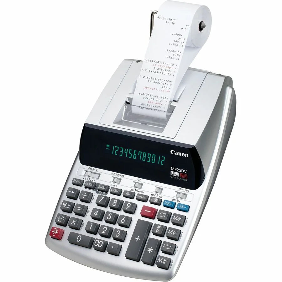 Canon MP25DV-3 Printing Calculator - Dual Color Print Clock Calendar - Durable Design - Calculators