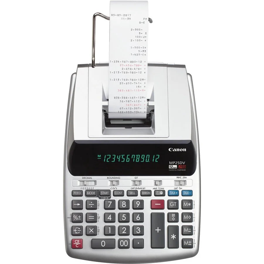 Canon MP25DV-3 Printing Calculator - Dual Color Print Clock Calendar - Durable Design - Calculators
