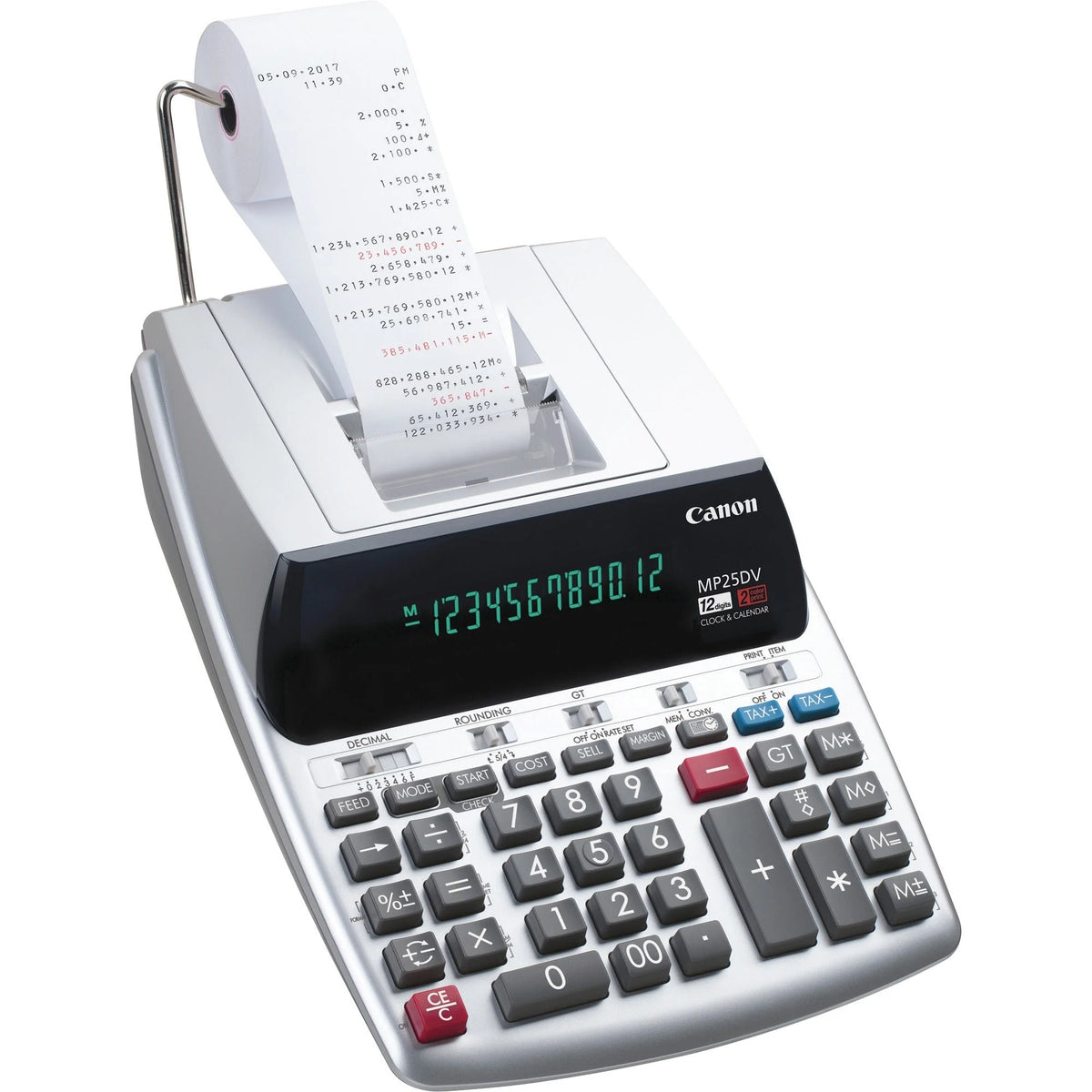 Canon MP25DV-3 Printing Calculator - Dual Color Print Clock Calendar - Durable Design - Calculators