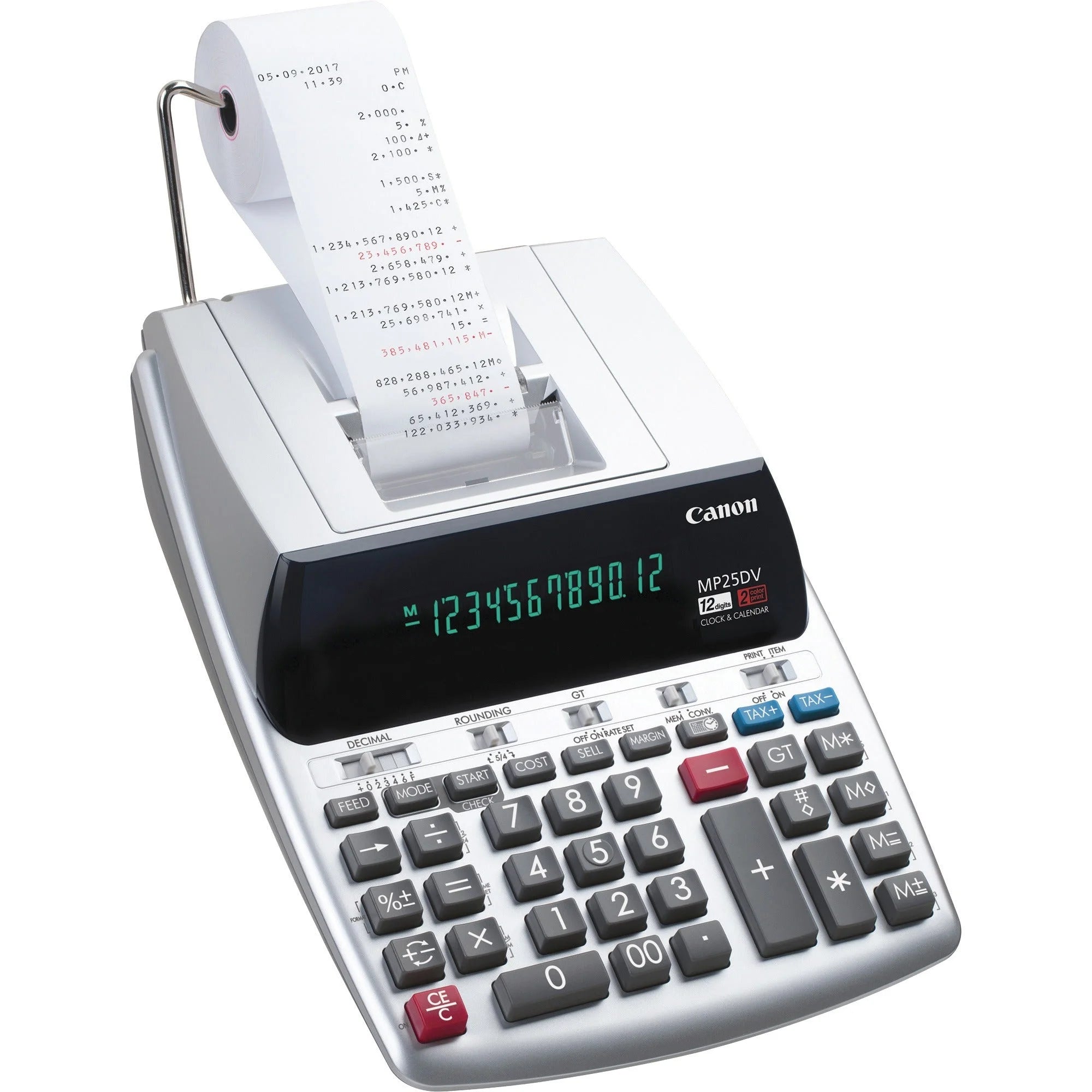 Canon MP25DV-3 Printing Calculator - Dual Color Print Clock Calendar - Durable Design - Calculators