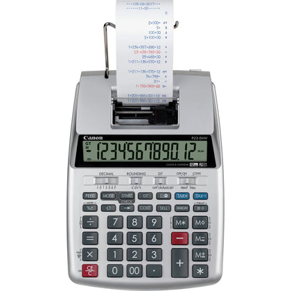 Canon P23-DHV-3 Printing Calculator: Clock Calendar Decimal Point Selector Switch - Silver - Calculators