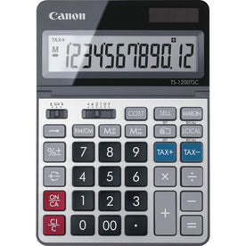 Canon TS1200TSC Desktop Calculator - 12-Digit Extra Large Display - Solar Powered - Metal - 7’’x5’’x0.7’’ - Calculators
