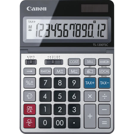 Canon TS1200TSC Desktop Calculator - 12-Digit Extra Large Display - Solar Powered - Metal - 7’’x5’’x0.7’’ - Calculators