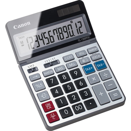 Canon TS1200TSC Desktop Calculator - 12-Digit Extra Large Display - Solar Powered - Metal - 7’’x5’’x0.7’’ - Calculators