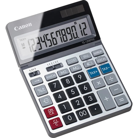 Canon TS1200TSC Desktop Calculator - 12-Digit Extra Large Display - Solar Powered - Metal - 7’’x5’’x0.7’’ - Calculators